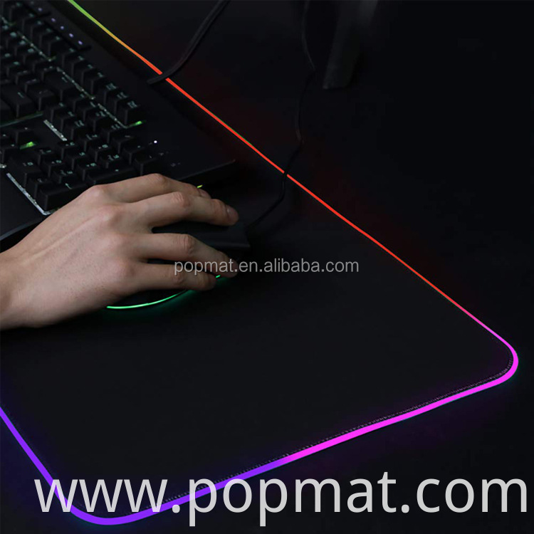 High quality Anti-slip rubber base USB luminous mouse pads customized gaming LED mouse pads